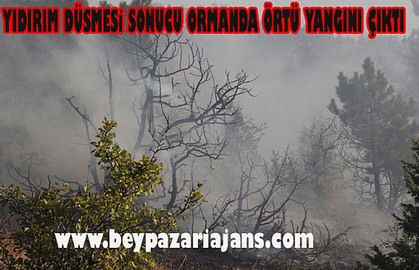 Beypazarı’nda yıldırım düşmesi sonucu Orman yangını çıktı: