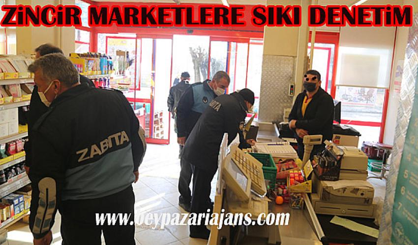Beypazarı belediye Zabıta Müdürlüğü zincir marketlerde denetimde bulundu.