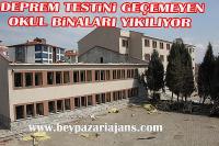 İlçede Deprem testlerini geçemeyen okul ve Yurt binalarının yıkımına başlandı: