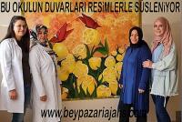 Şehit Üsteğmen Mehmet Çifci, İmam Hatip Ortaokulu öğrencilerinden duvar resimleri.