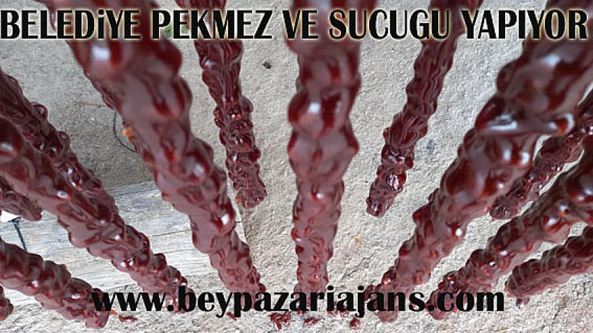 Belediye kurduğu örnek meyve bahçesinde yetişen elmalardan da Pekmez ve Pekmez sucuğu yapıyor.